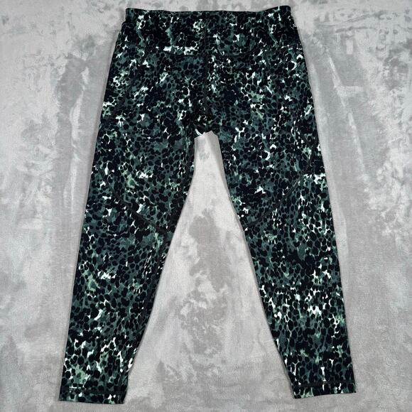 Sweaty Betty Power Capris Green Leopard Print Size XL US 12 - Picture 1 of 5